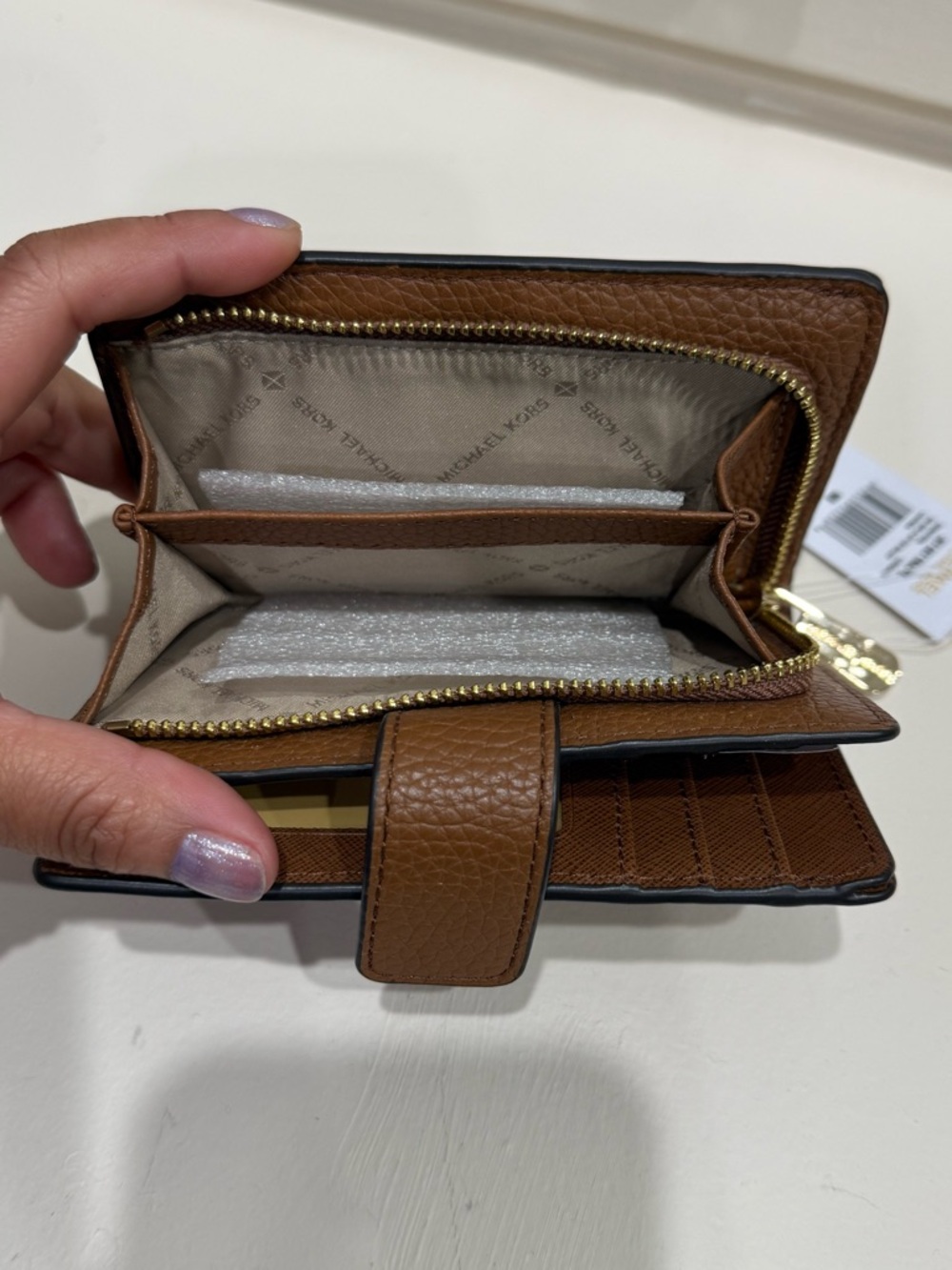 Michael Kors Brown Leather Compact Wallet with Gold Hardware - Picture 6 of 8